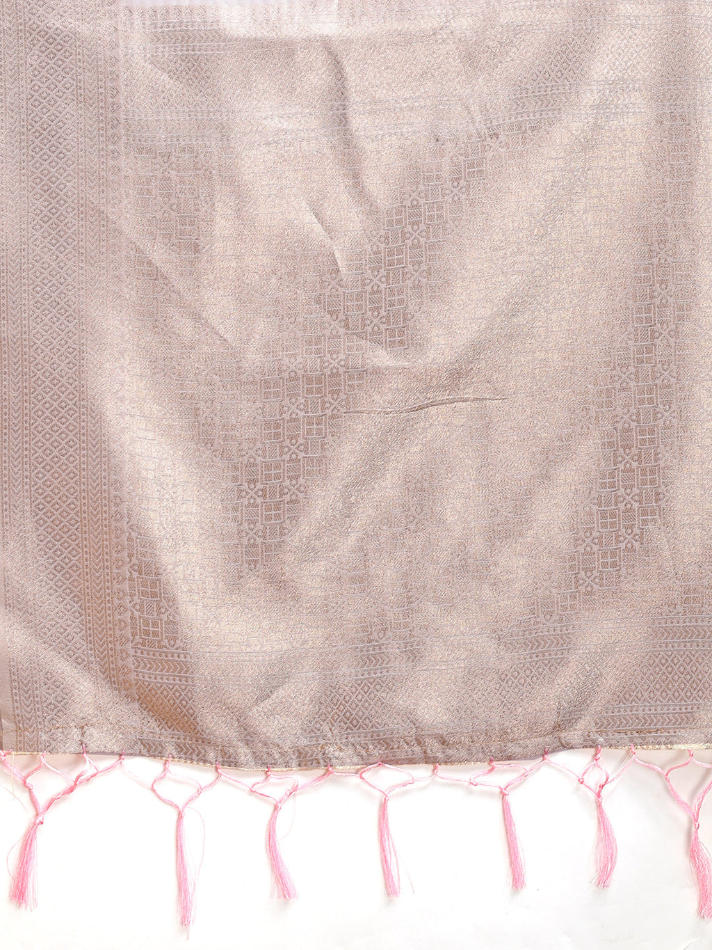 Shree Shyam Fashion White & Pink Cotton Woven Zari Work Traditional Tassel Saree