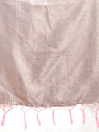 Shree Shyam Fashion White & Pink Cotton Woven Zari Work Traditional Tassel Saree