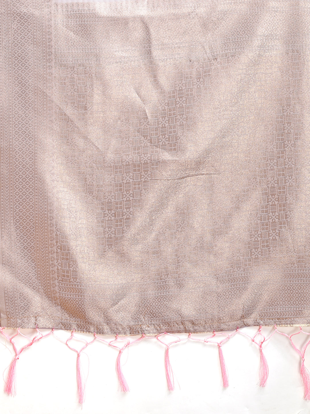 Shree Shyam Fashion White & Pink Cotton Woven Zari Work Traditional Tassel Saree