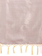 Shree Shyam Fashion White & Orange Cotton Woven Zari Work Traditional Tassel Saree