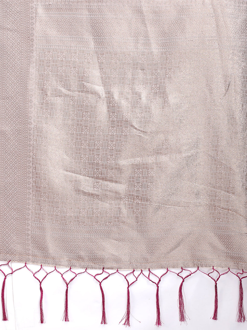 Shree Shyam Fashion White & Purple Cotton Woven Zari Work Traditional Tassel Saree