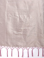 Shree Shyam Fashion White & Purple Cotton Woven Zari Work Traditional Tassel Saree