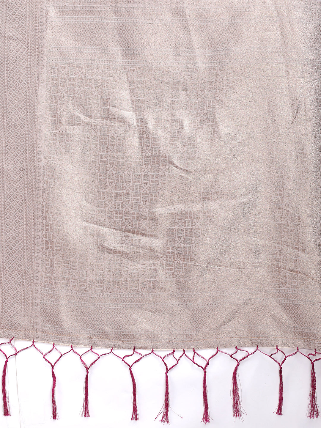 Shree Shyam Fashion White & Purple Cotton Woven Zari Work Traditional Tassel Saree