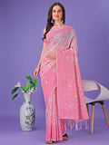 Shree Shyam Fashion Light Pink Lichi Silk Saree with Floral Weaving & Tassel Pallu - Elegant Festive & Party Wear Saree