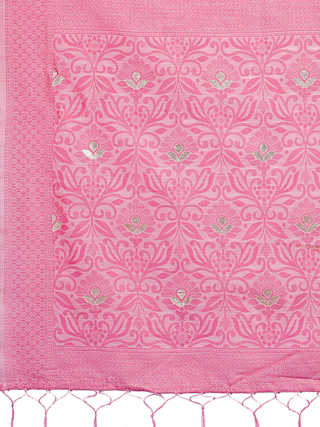Shree Shyam Fashion Light Pink Lichi Silk Saree with Floral Weaving & Tassel Pallu - Elegant Festive & Party Wear Saree