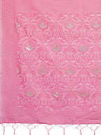 Shree Shyam Fashion Light Pink Lichi Silk Saree with Floral Weaving & Tassel Pallu - Elegant Festive & Party Wear Saree