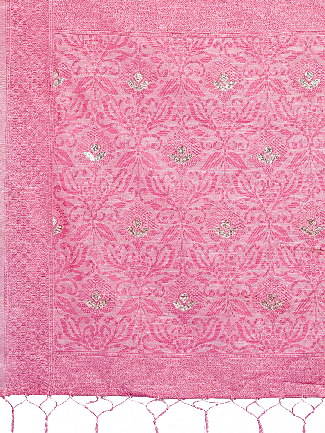 Shree Shyam Fashion Light Pink Lichi Silk Saree with Floral Weaving & Tassel Pallu - Elegant Festive & Party Wear Saree