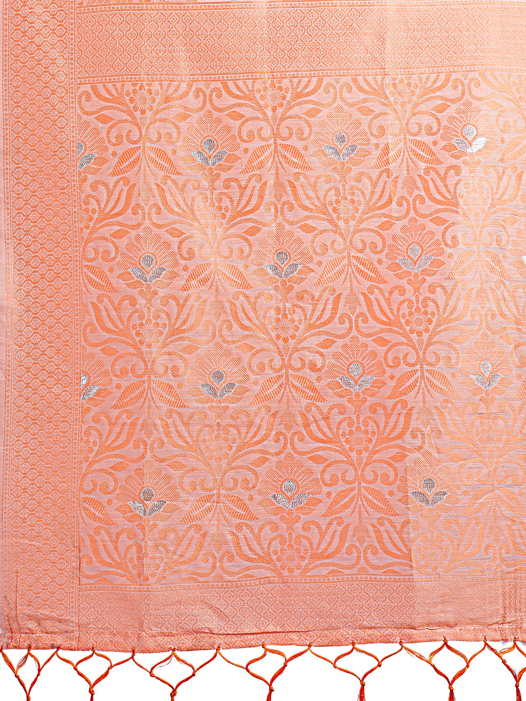 Shree Shyam Fashion Peach Lichi Silk Saree with Floral Weaving & Tassel Pallu - Elegant Festive & Party Wear Saree