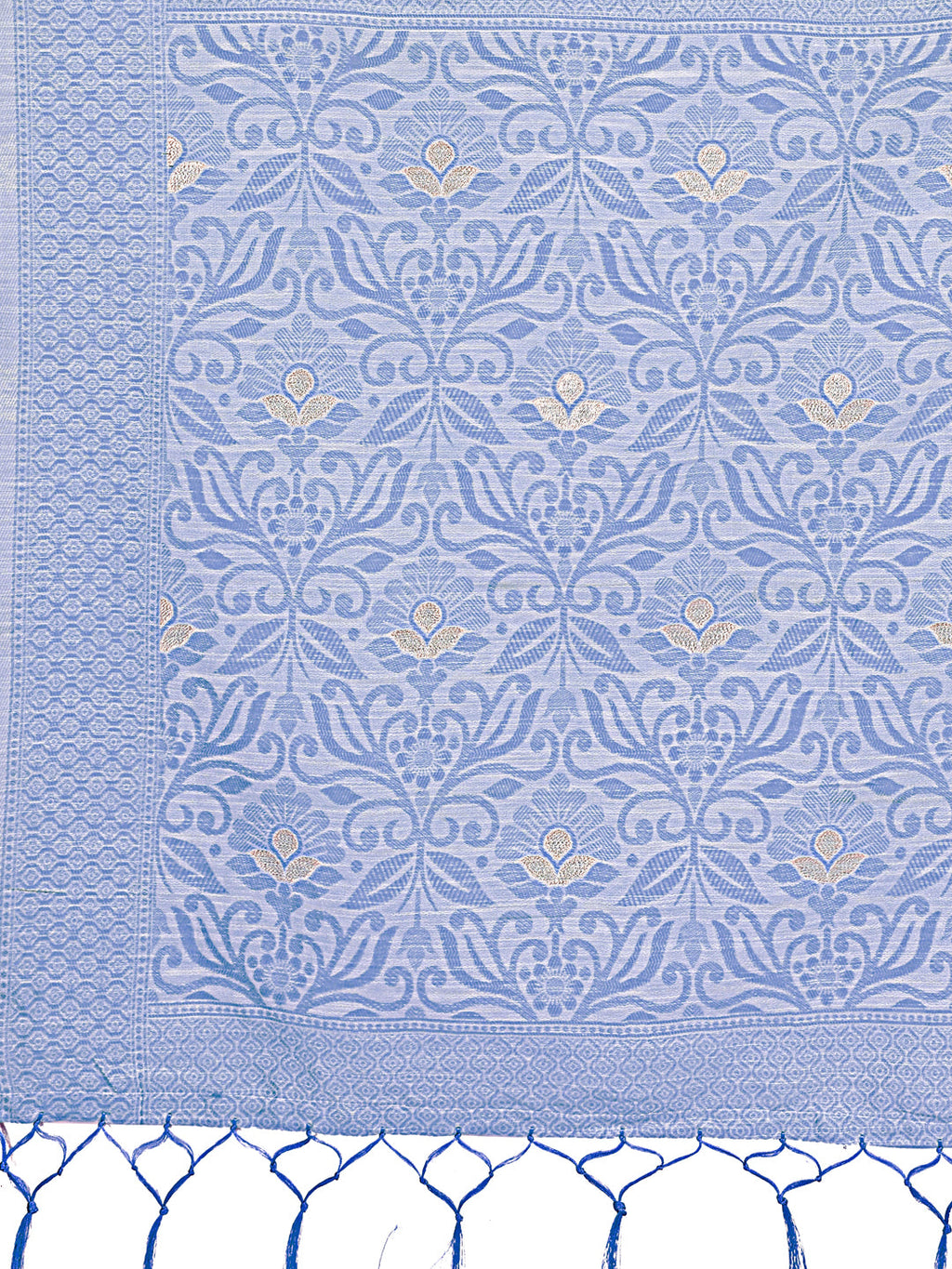Shree Shyam Fashion Grey Lichi Silk Saree with Floral Weaving & Tassel Pallu - Elegant Festive & Party Wear Saree