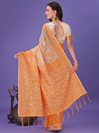 Shree Shyam Fashion Orange Lichi Silk Saree with Floral Weaving & Tassel Pallu - Elegant Festive & Party Wear Saree