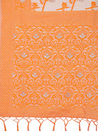 Shree Shyam Fashion Orange Lichi Silk Saree with Floral Weaving & Tassel Pallu - Elegant Festive & Party Wear Saree