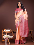 Shree Shyam Fashion Graceful Orange & Maroon Banarasi Silk Saree with Rich Zari Woven Border - Traditional Elegance for Celebrations