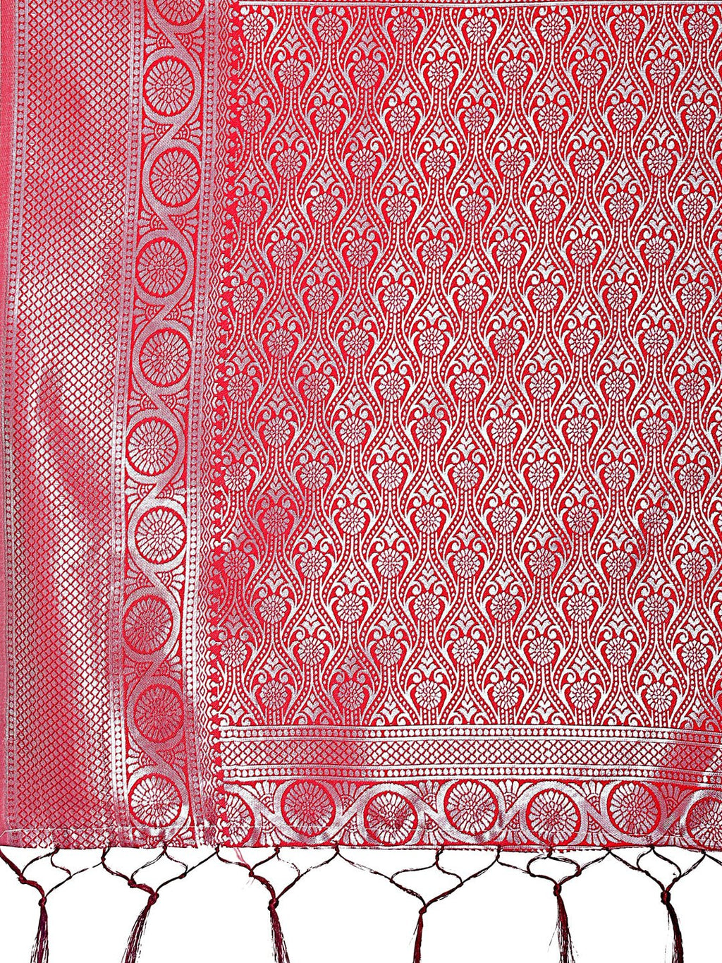 Shree Shyam Fashion Graceful Orange & Maroon Banarasi Silk Saree with Rich Zari Woven Border - Traditional Elegance for Celebrations