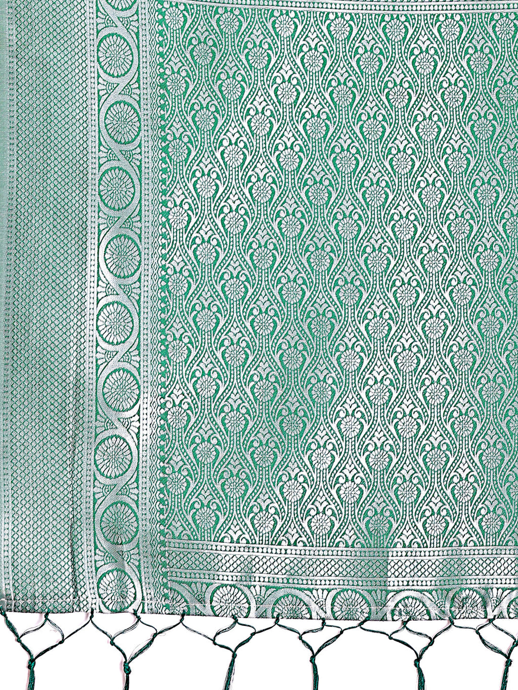 Shree Shyam Fashion Graceful Light Green & Green Banarasi Silk Saree with Rich Zari Woven Border - Traditional Elegance for Celebrations