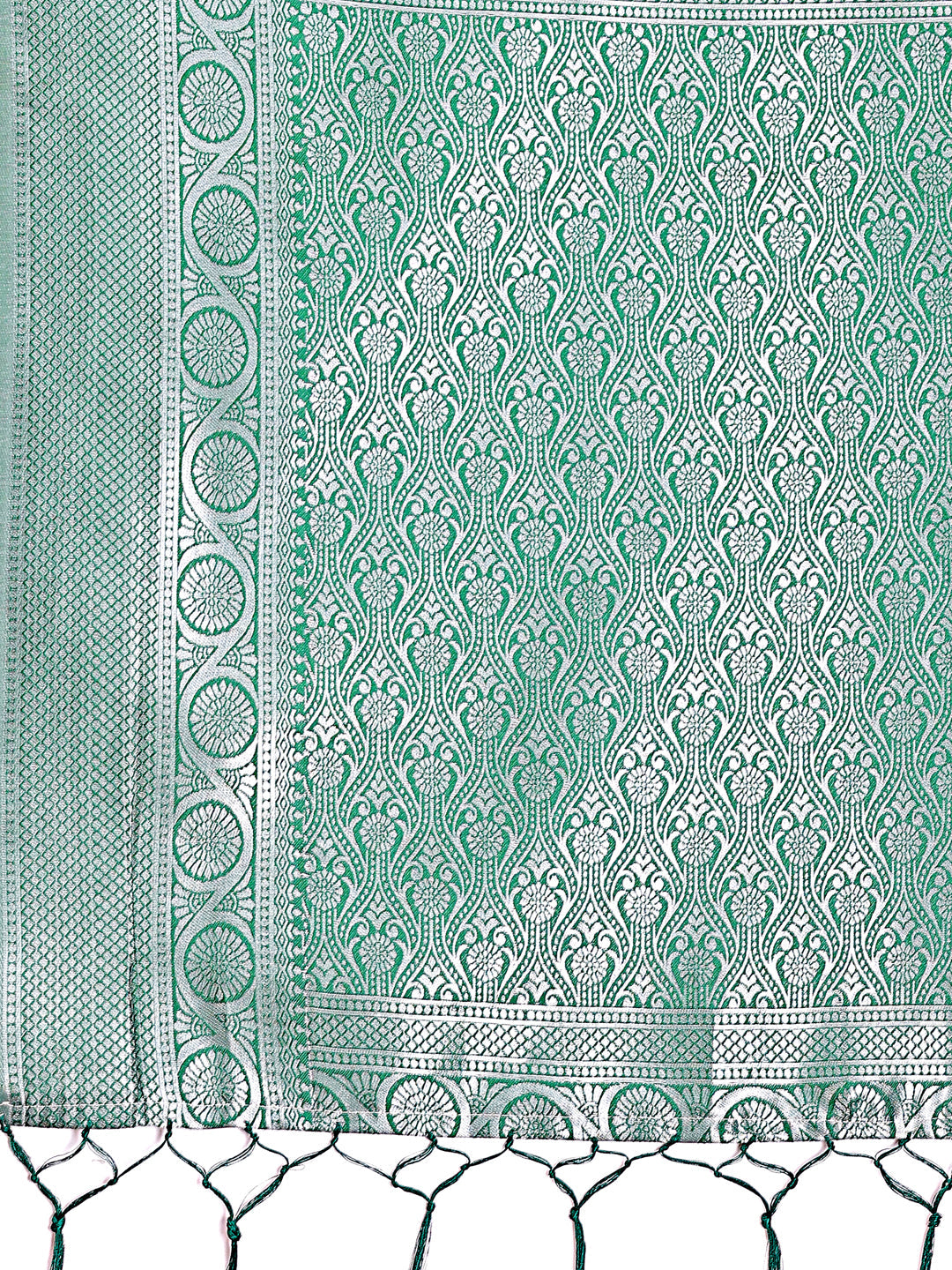 Shree Shyam Fashion Graceful Light Green & Green Banarasi Silk Saree with Rich Zari Woven Border - Traditional Elegance for Celebrations