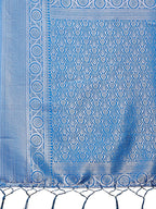 Shree Shyam Fashion Graceful Peach & Blue Banarasi Silk Saree with Rich Zari Woven Border - Traditional Elegance for Celebrations