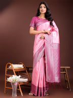Shree Shyam Fashion Graceful Light Pink & Pink Banarasi Silk Saree with Rich Zari Woven Border - Traditional Elegance for Celebrations
