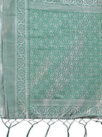 Shree Shyam Fashion Graceful Cream & Green Banarasi Silk Saree with Rich Zari Woven Border - Traditional Elegance for Celebrations