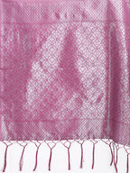 Shree Shyam Fashion Pink Lichi Silk Woven Zari Work Traditional Tassel Saree