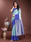 Shree Shyam Fashion Sea Green Lichi Silk Woven Zari Work Traditional Tassel Saree
