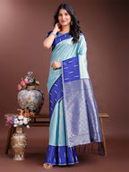 Shree Shyam Fashion Sea Green Lichi Silk Woven Zari Work Traditional Tassel Saree