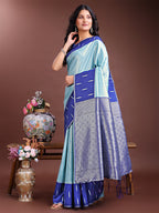 Shree Shyam Fashion Sea Green Lichi Silk Woven Zari Work Traditional Tassel Saree