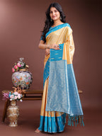 Shree Shyam Fashion Yellow Lichi Silk Woven Zari Work Traditional Tassel Saree