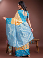 Shree Shyam Fashion Yellow Lichi Silk Woven Zari Work Traditional Tassel Saree