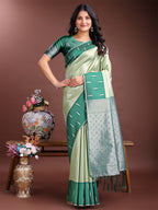 Shree Shyam Fashion Light Green Lichi Silk Woven Zari Work Traditional Tassel Saree