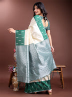 Shree Shyam Fashion Cream Lichi Silk Woven Zari Work Traditional Tassel Saree