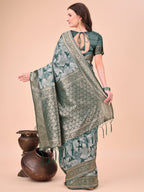Shree Shyam Fashion Elegant Green Cotton Silk Saree with Floral Design & Rich Pallu - Festive & Wedding Wear