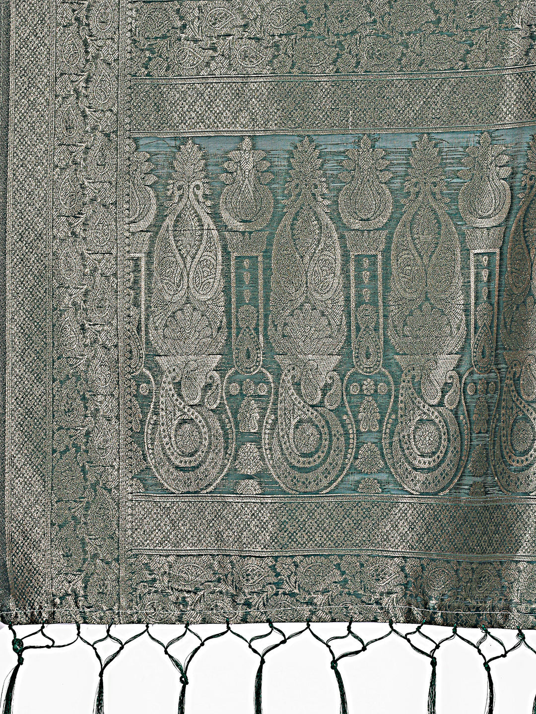 Shree Shyam Fashion Elegant Teal Floral Lichi Silk Saree with Zari Weaving and Rich Pallu - Wedding & Festive Wear Saree