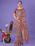 Shree Shyam Fashion Elegant Maroon Floral Lichi Silk Saree with Zari Weaving and Rich Pallu - Wedding & Festive Wear Saree