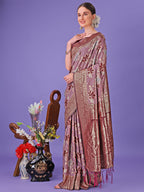 Shree Shyam Fashion Elegant Maroon Floral Lichi Silk Saree with Zari Weaving and Rich Pallu - Wedding & Festive Wear Saree