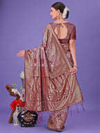 Shree Shyam Fashion Elegant Maroon Floral Lichi Silk Saree with Zari Weaving and Rich Pallu - Wedding & Festive Wear Saree