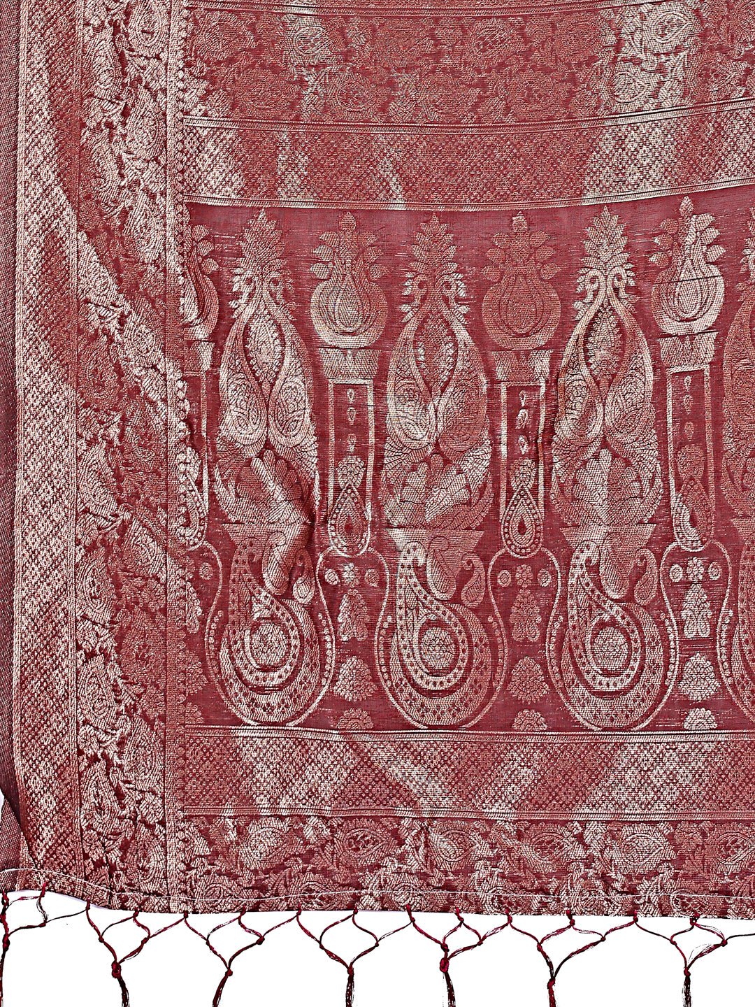 Shree Shyam Fashion Elegant Maroon Floral Lichi Silk Saree with Zari Weaving and Rich Pallu - Wedding & Festive Wear Saree