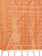 Shree Shyam Fashion Elegant Peach Linen Saree with Silver Zari Butta & Pallu - Daily Wear | Festive Look | Soft Feel