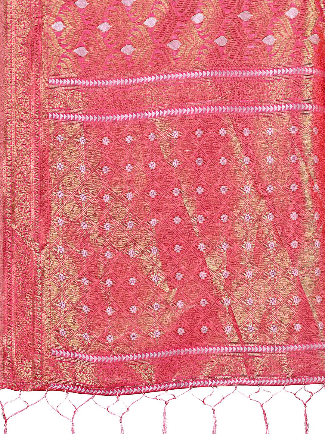 Shree Shyam Fashion Elegant Pink Linen Saree with Silver Zari Butta & Pallu - Daily Wear | Festive Look | Soft Feel