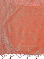 Shree Shyam Fashion Peach Pink Linen Cotton Saree with Golden Zari Leaf Design & Elegant Pallu - Festive | Office | Daily Wear