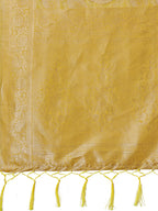 Shree Shyam Fashion Yellow Linen Cotton Saree with Golden Zari Leaf Design & Elegant Pallu - Festive | Office | Daily Wear