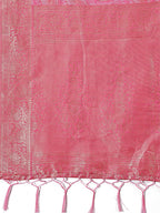 Shree Shyam Fashion Pink Linen Cotton Saree with Golden Zari Leaf Design & Elegant Pallu - Festive | Office | Daily Wear