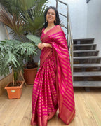 Vamika Weaving Banarasi Jacquard Pink Kanjivaram Saree