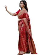 Vamika Weaving Banarasi Jacquard Red Kanjivaram Saree - Distacart