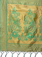 Shree Shyam Fashion Majestic Green Silk Saree with Gold Zari & Floral Design - Perfect for Festive & Traditional Occasions - Distacart