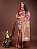 Shree Shyam Fashion Majestic Magenta Silk Saree with Gold Zari & Floral Design - Perfect for Festive & Traditional Occasions