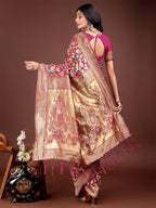 Shree Shyam Fashion Majestic Magenta Silk Saree with Gold Zari & Floral Design - Perfect for Festive & Traditional Occasions