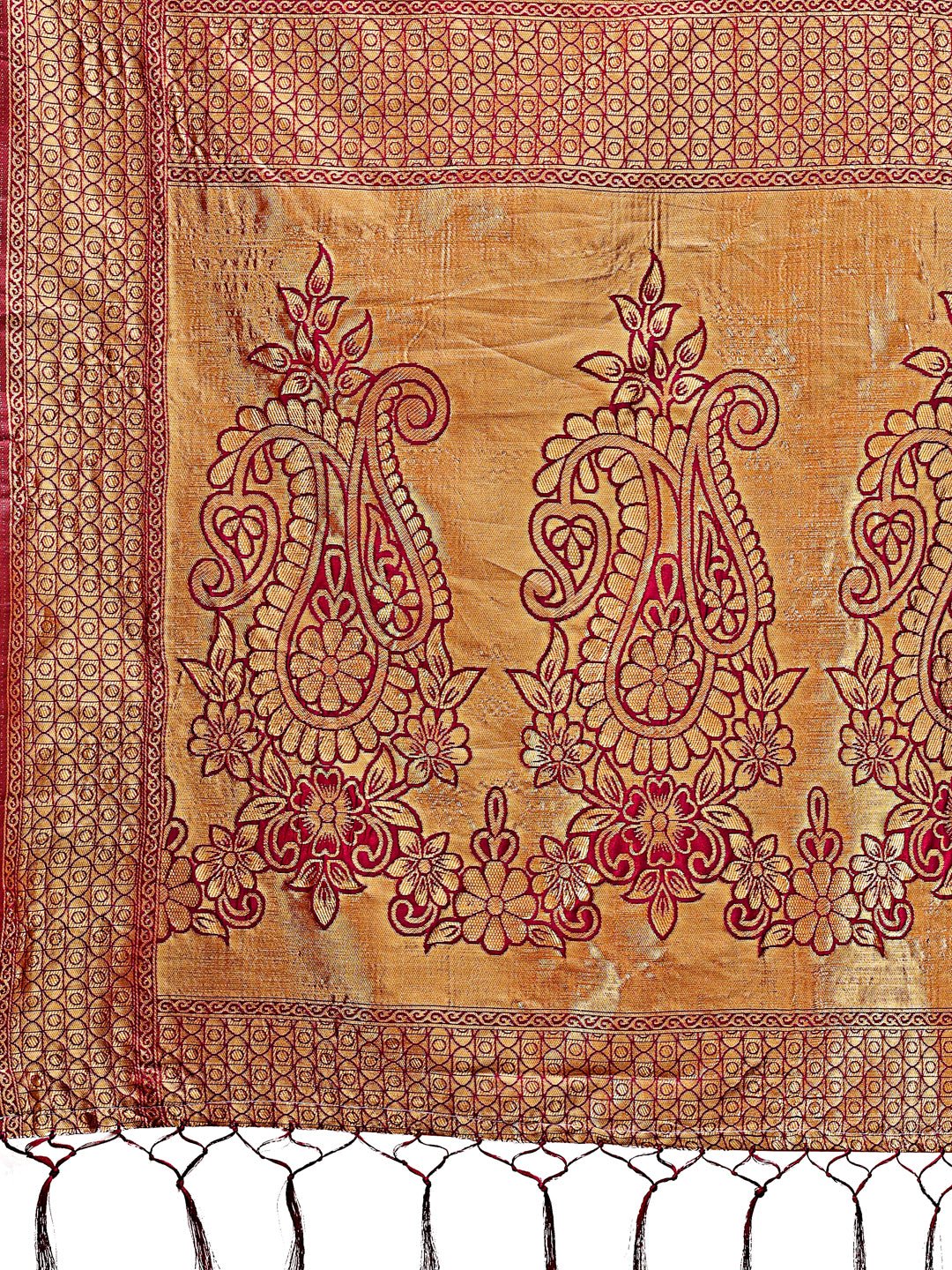 Shree Shyam Fashion Majestic Magenta Silk Saree with Gold Zari & Floral Design - Perfect for Festive & Traditional Occasions