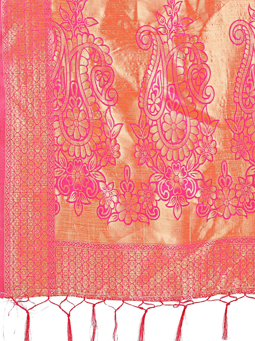 Shree Shyam Fashion Majestic Pink Silk Saree with Gold Zari & Floral Design - Perfect for Festive & Traditional Occasions