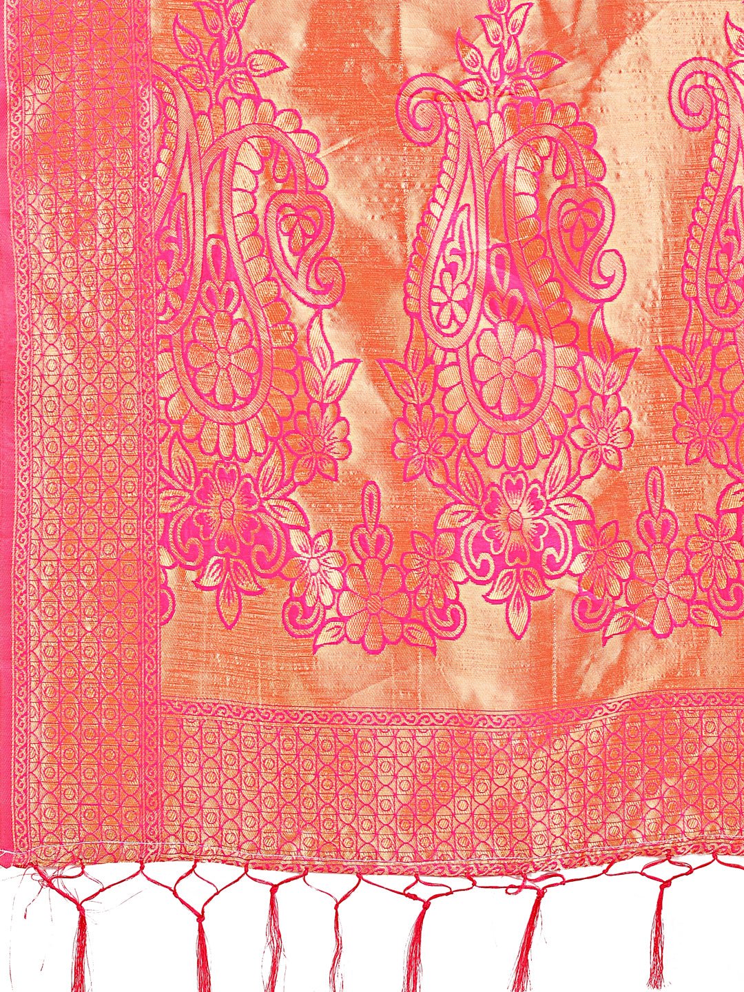 Shree Shyam Fashion Majestic Pink Silk Saree with Gold Zari & Floral Design - Perfect for Festive & Traditional Occasions