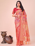 Shree Shyam Fashion Majestic Maroon Silk Saree with Gold Zari & Floral Design - Perfect for Festive & Traditional Occasions
